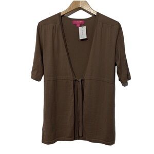 NWT Liz Lange Womens Maternity Sweater Tie Front Short Sleeve